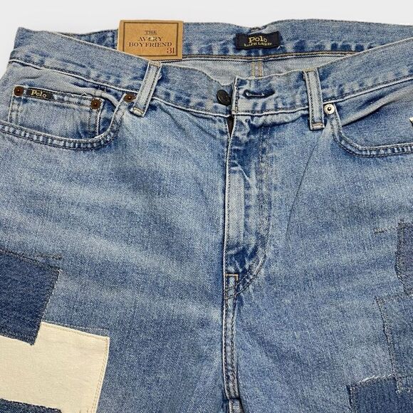 Polo Ralph Lauren Avery Boyfriend Patchwork Distressed Jeans Womens size 31 New - Picture 5 of 12